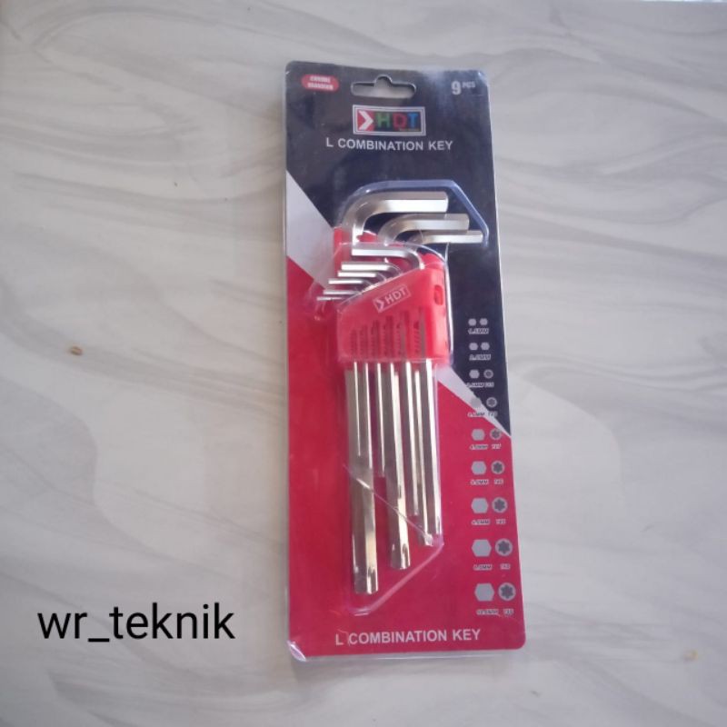 Kunci L Kombinasi Long KEY HDT 9pcs