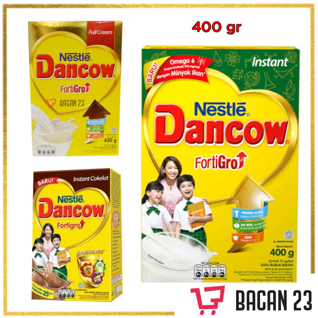 Dancow FortiGro Instant ( 390gr ) ( Cokelat-Vanila-Full Cream ) / Susu Dancow / Bacan 23 - Bacan23
