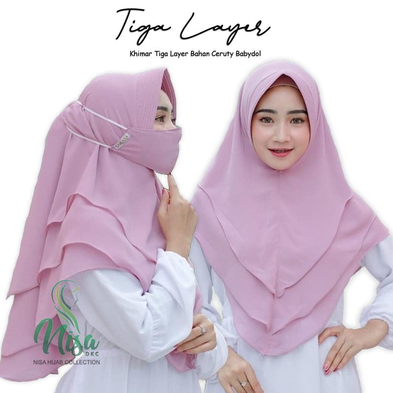 Hijab Instan Tiga Layer Jilbab Ceruty Daily Instant Free Masker