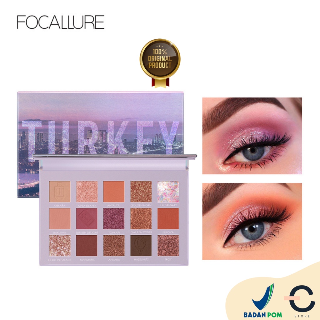 [ORI BPOM] FOCALLURE Glitter eyeshadow palette &quot;GO TRAVEL&quot; eye shadow pigment powder #FA100