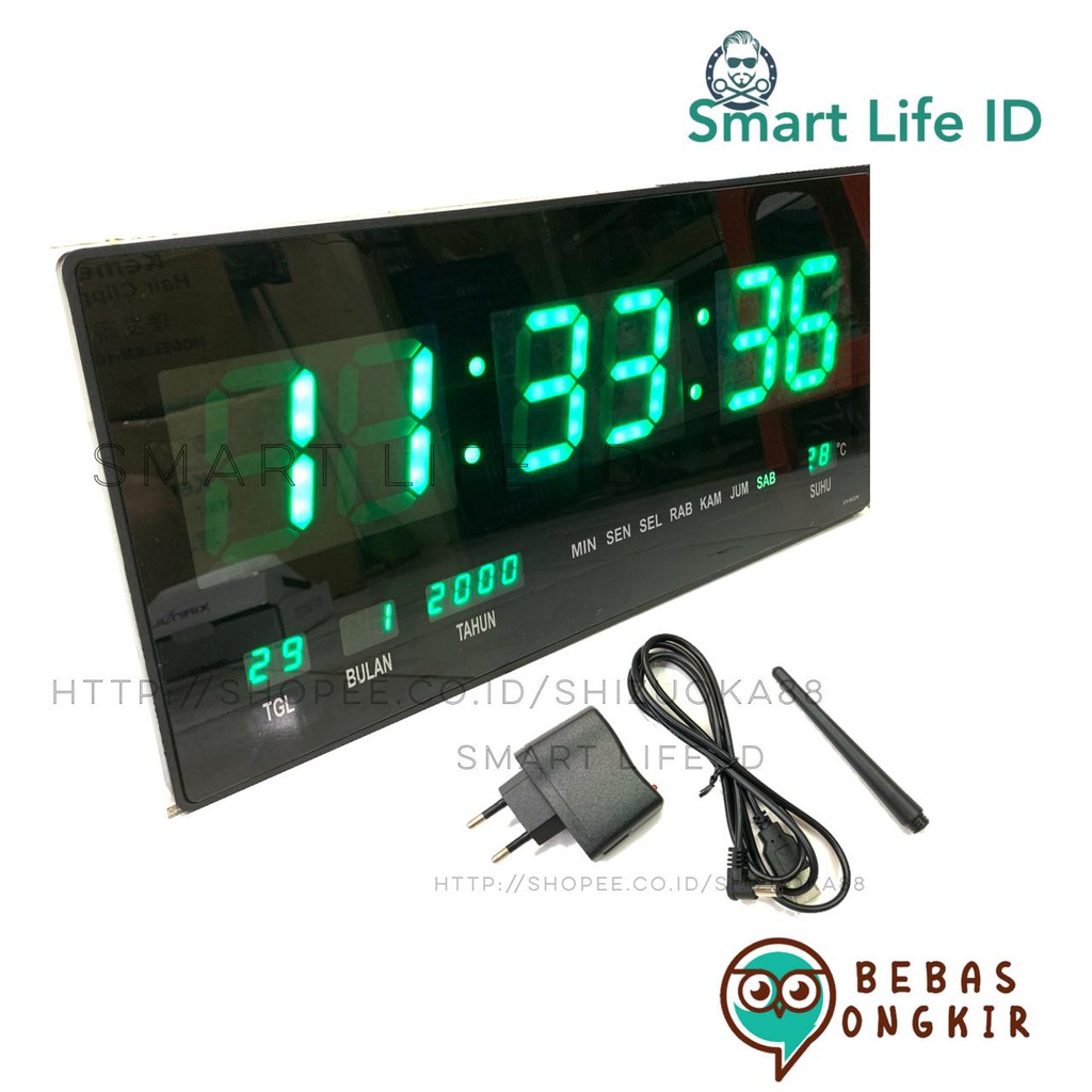 Jam Dinding LED Digital Clock Jam Meja Dekorasi Hiasan Dinding Rumah XY 4622 Hijau