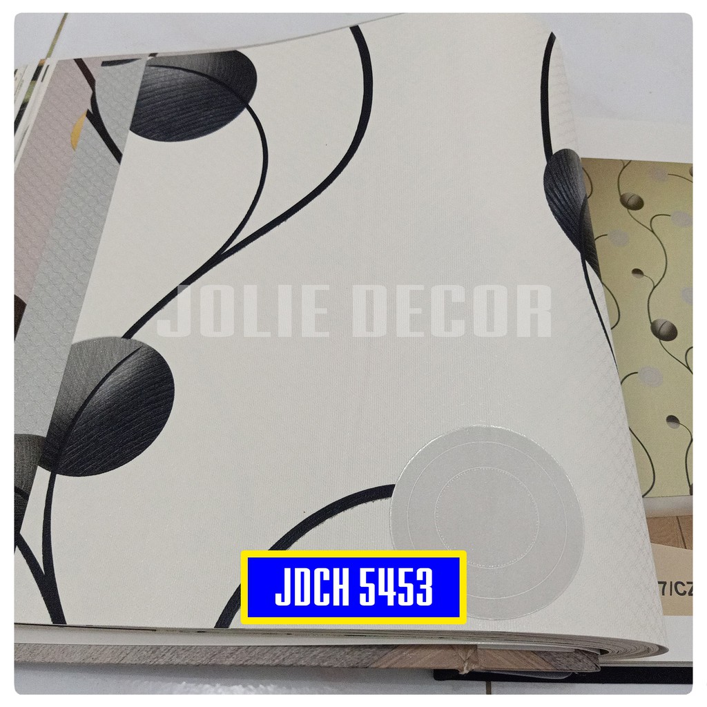 Wallpaper Dinding Vinyl Motif Bunga Geometri Hitam