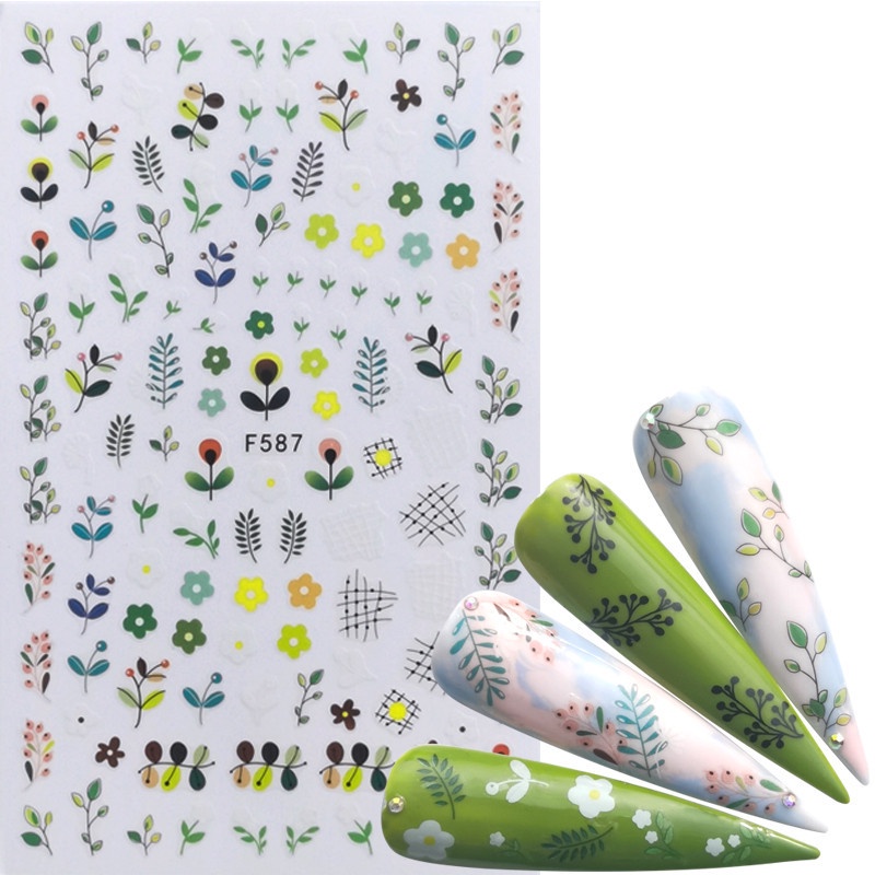 1 Lembar Stiker Kuku Motif Kartun Lucu Transfer Air Untuk Aksesoris Manicure Diy