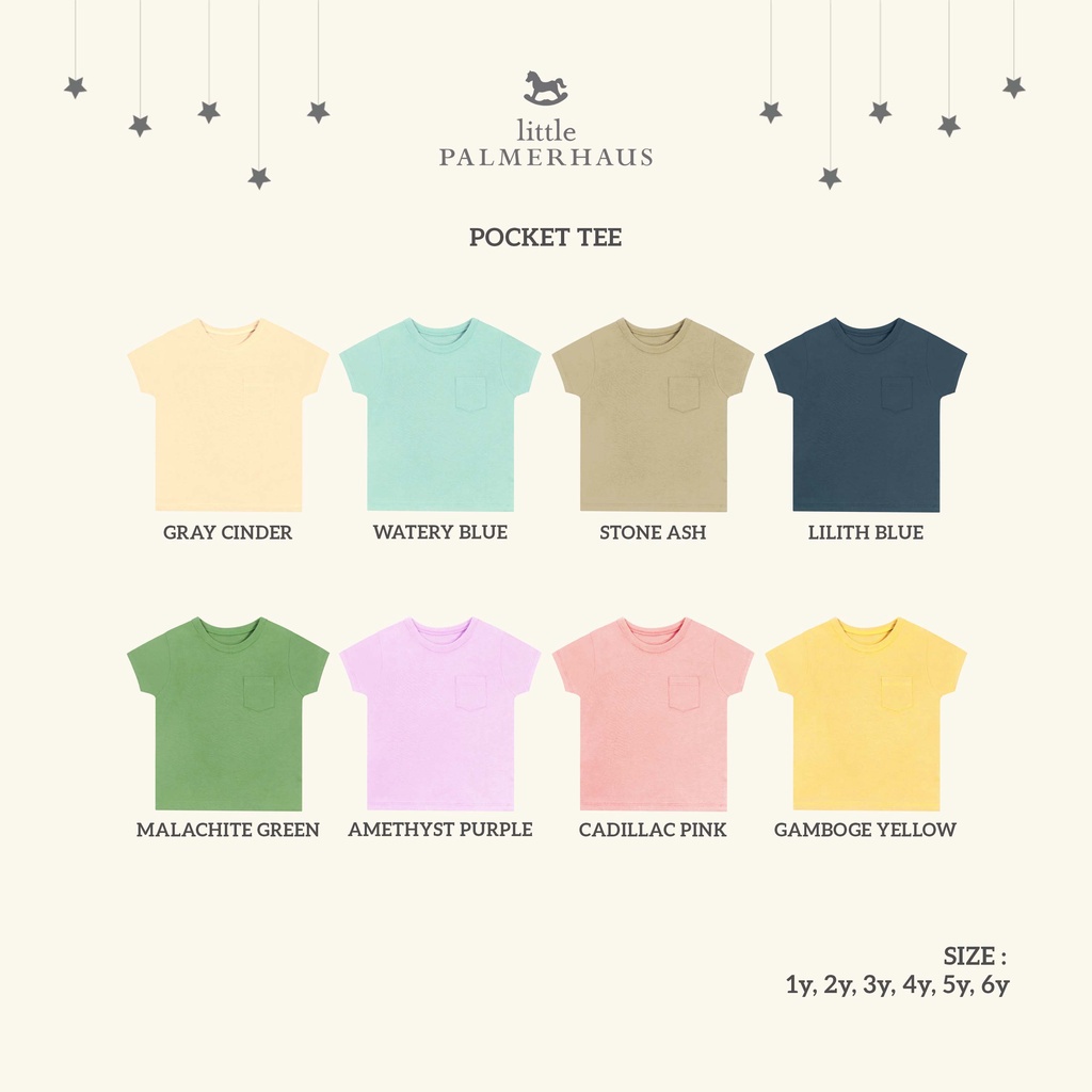 Baju Kaos Bayi Atasan Anak Palmerhaus Pocket Tee Warna 1-6 Tahun New Colour