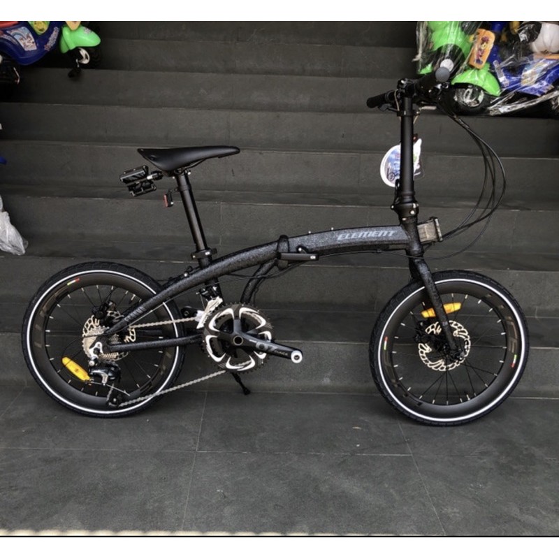 New Sepeda Lipat Element Ecosmo Z10 Black Coral Texture Flat Bar 20 Speed Limited Edition