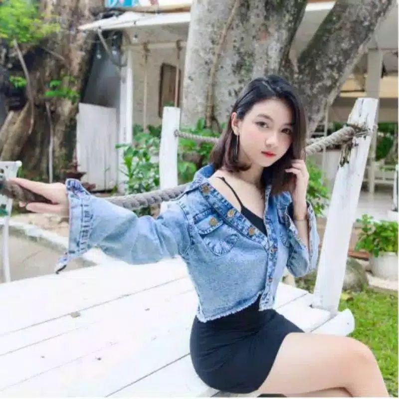 JAKET JINS CEWEK JAKET JINS CROP JAKET LEPIS CEWEK WANITA JAKET JEANS MURAH