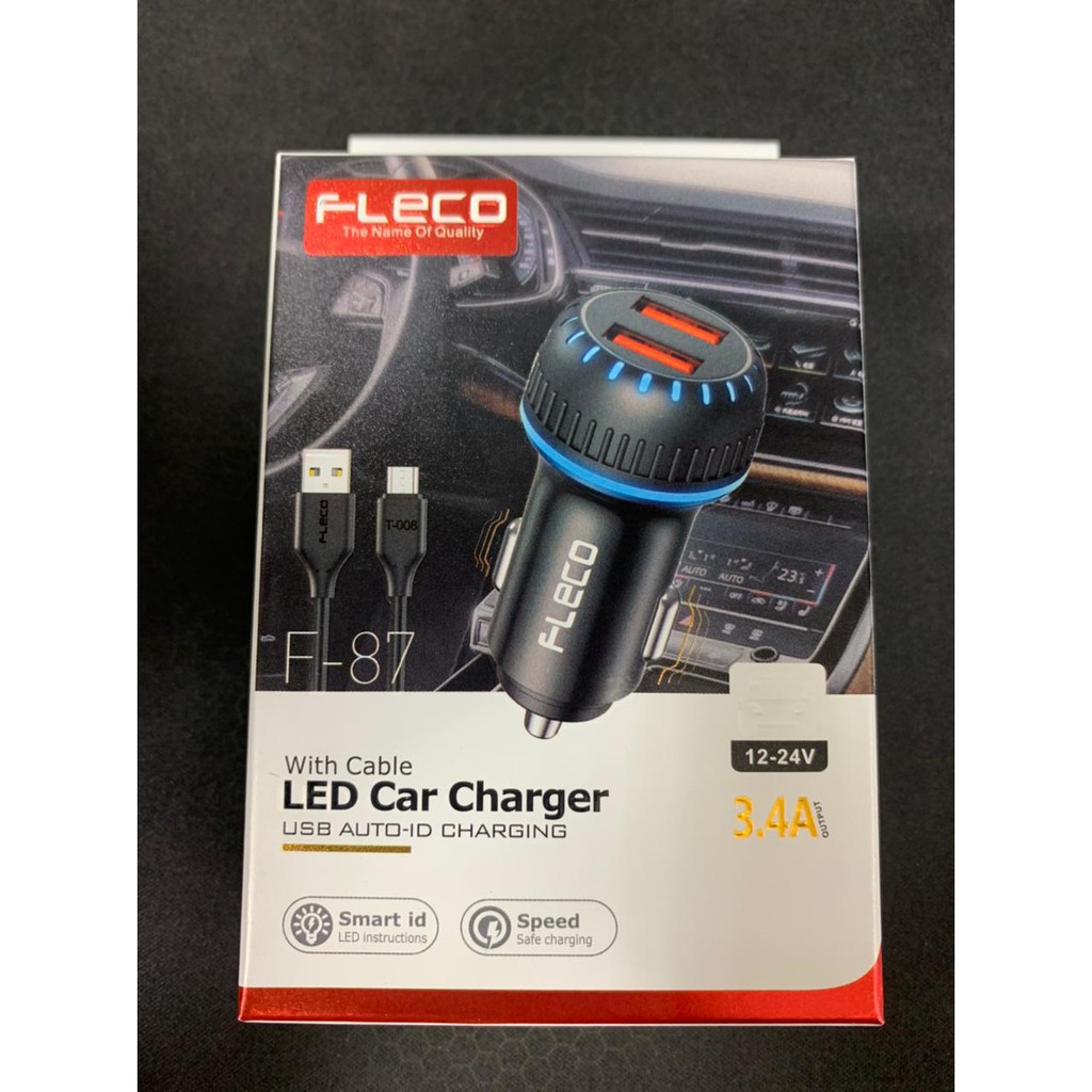 Saver Charger Mobil FLECO f-87 F87/ CC-03 2USB CAR CHARGER ORIGINAL