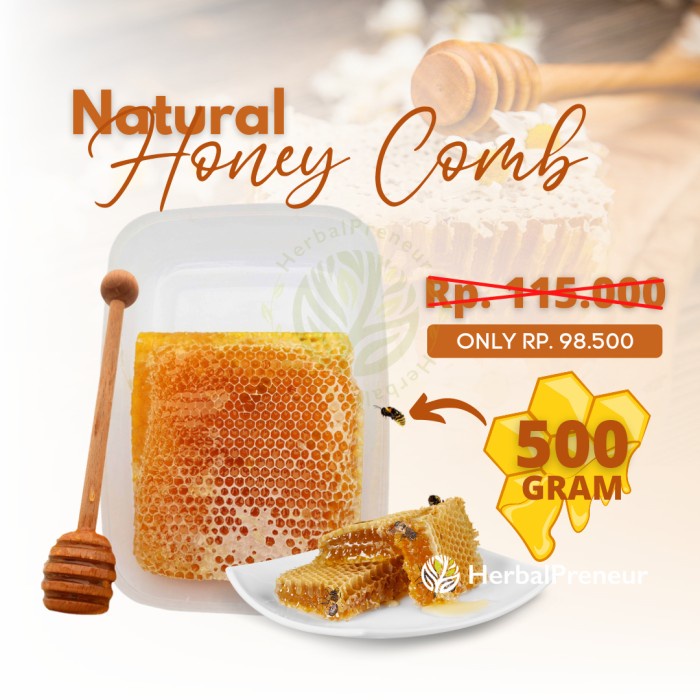 

(BISA COD) MADU SARANG Asli Pure Honey Comb Original Honeycomb Honey Raw 500gr