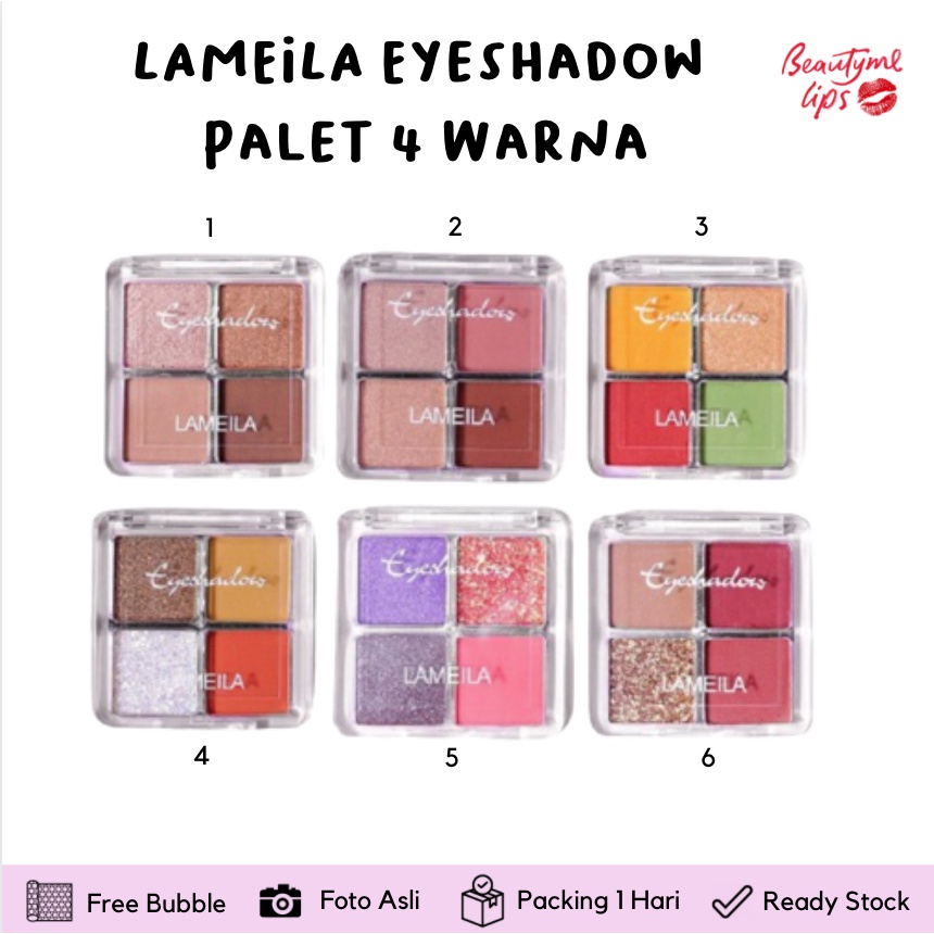 LAMEILA Eyeshadow Palet 4 Warna Matte Pearlescent Anti Air Tahan Lama Untuk Makeup