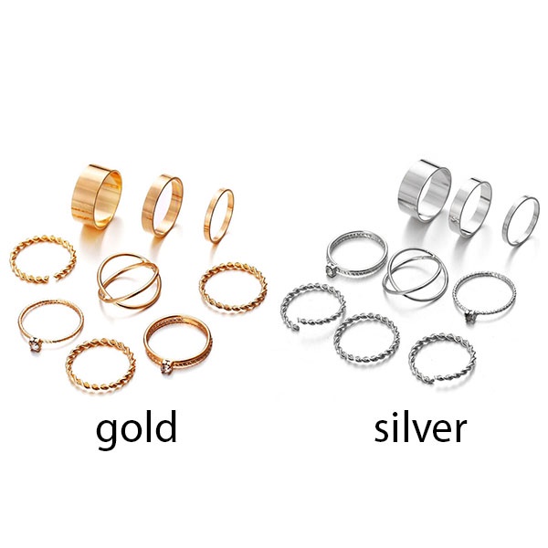 cincin set 9pcs creatuve geometric set rings jci076(1H3)