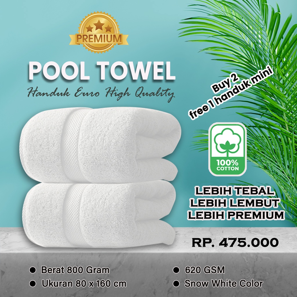 Pool Towel Premium Handuk Pantai Euro 80x160cm 800 gram 100% cotton