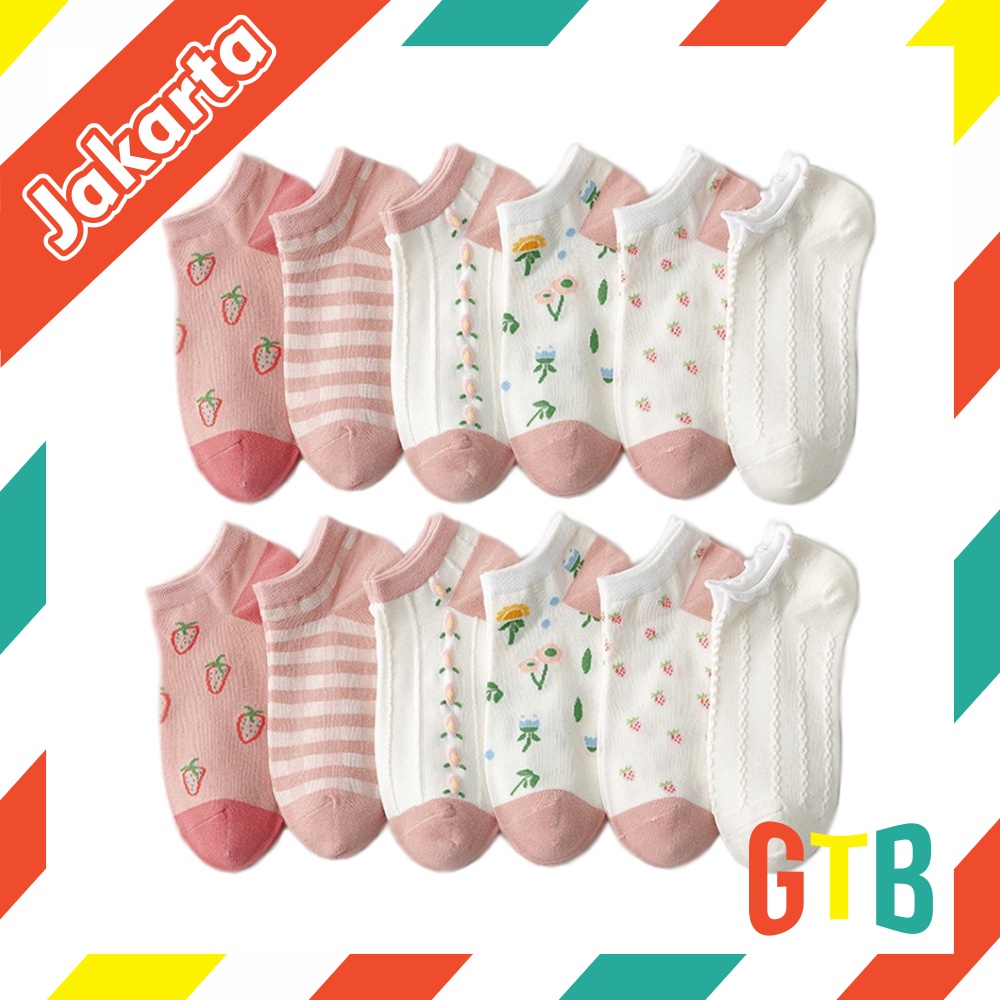 ❤GTB❤ Kaos Kaki Wanita Motif Strawberry Fashion Korea Women Sock Import KK001