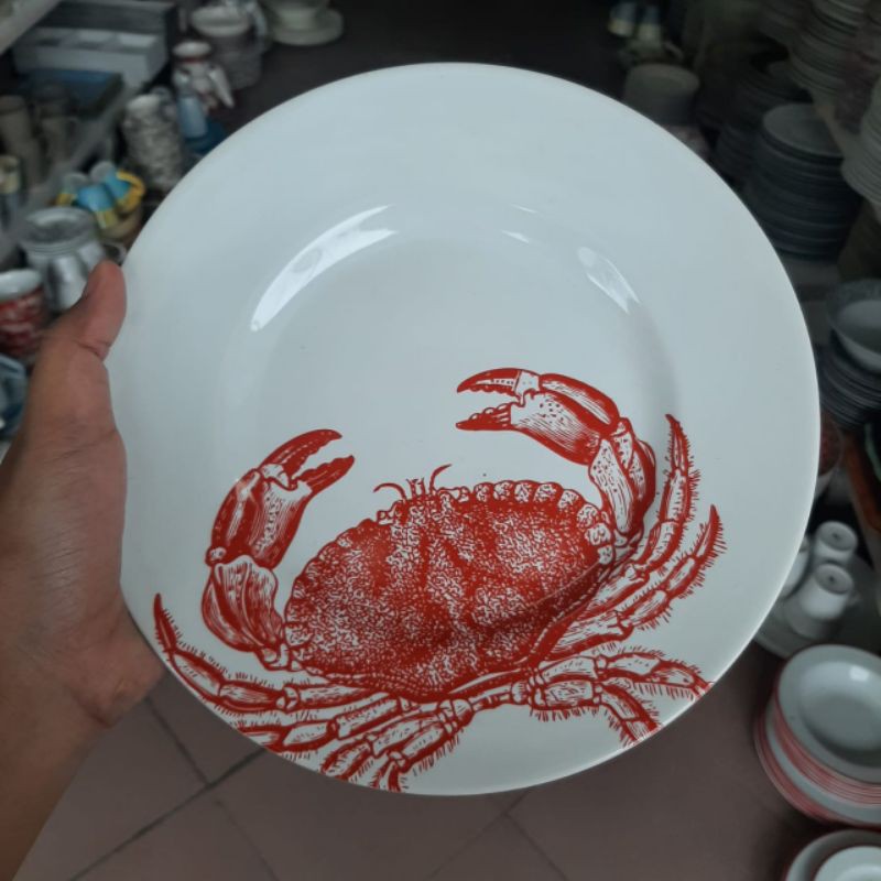 SEA SALAD PLATE PIRING KERAMIK SANGO MOTIF GAMBAR HEWAN LAUT KOLEKSI HIASAN DEKOR DINDING DAPUR