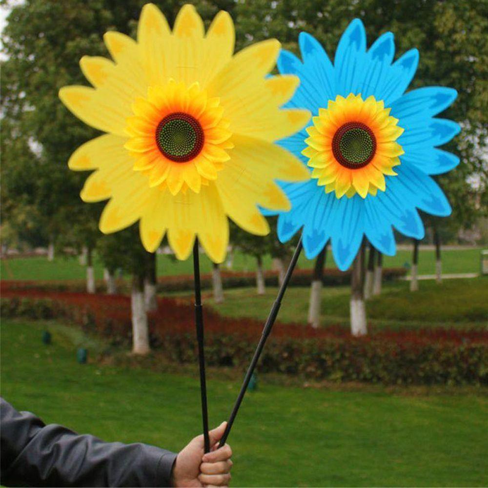 Rebuy Sunflower Windmill Eye-catching Colorful Garden Mainan Anak Rumput Angin Spinner