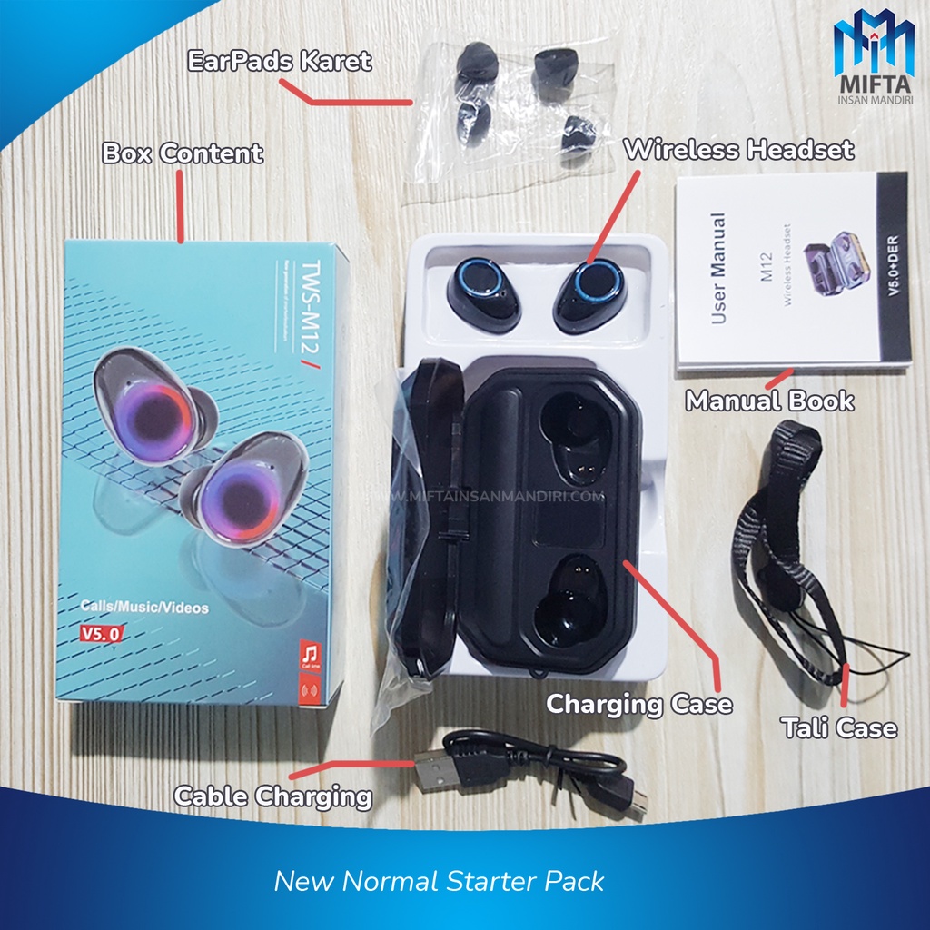 MTech HiFi BASS TWS HEADSET 5.0 BLUETOOTH IPX7 WATERPROOF