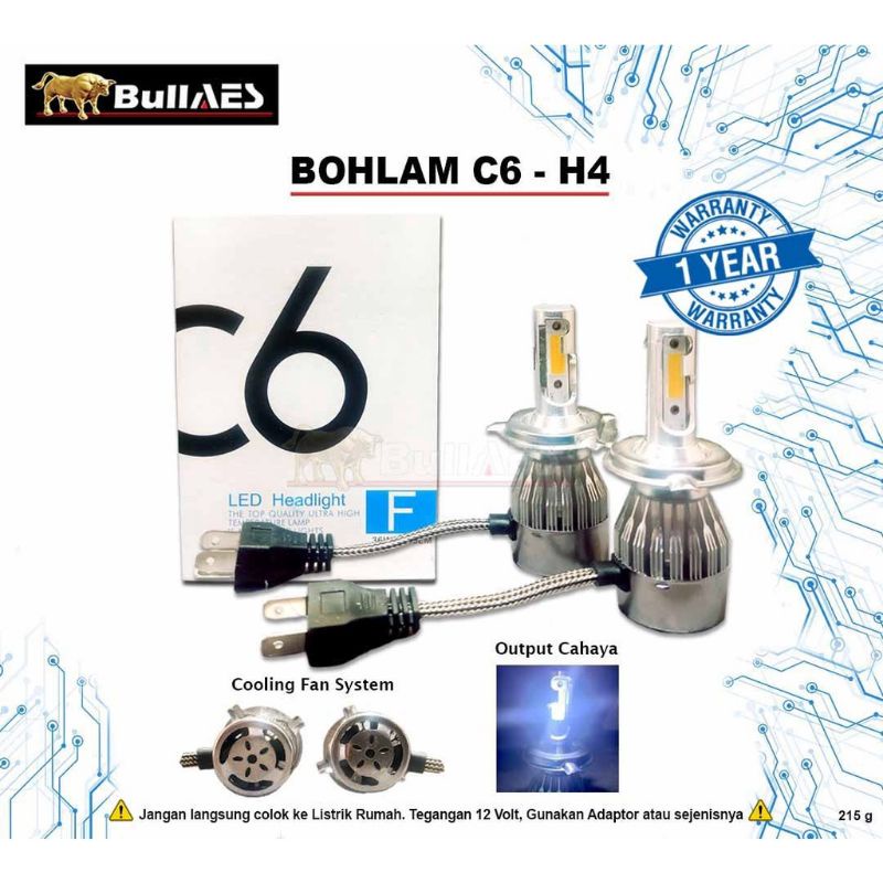 LAMPU C6 H4 LED MOBIL SUPER WHITE PREMIUM