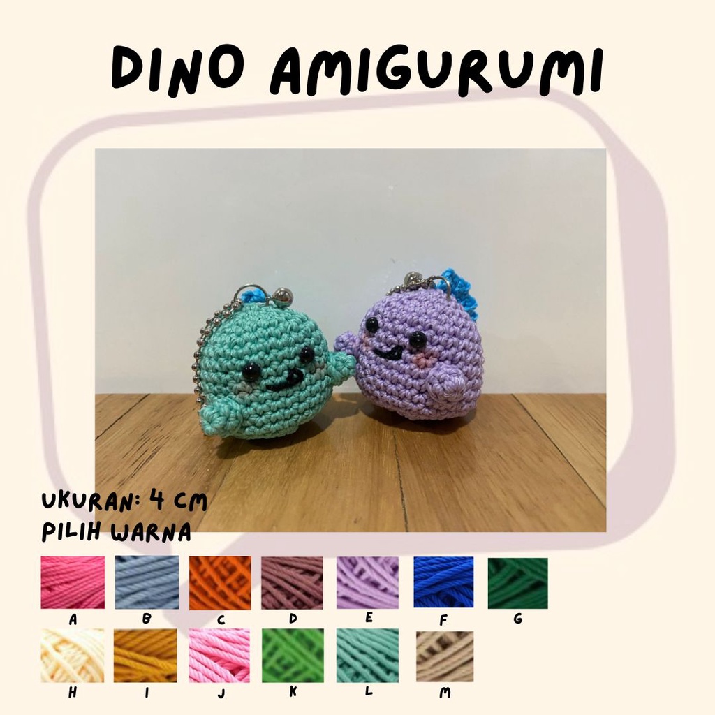 READY STOCK DINO AMIGURUMI / Amigurumi dinosaurus / boneka rajut dinosaurus / gantungan kunci dinosa