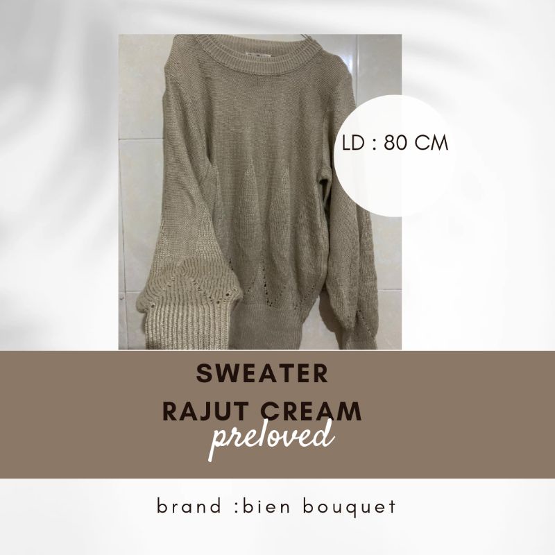 [preloved] sweater rajut cream motif korean