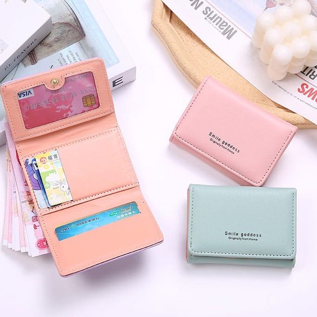 TASBLUE Dompet Lipat Wanita Dompet Mini Wanita Impor Korea Dompet Pendek Indah Asli D301 Foto Multifungsi Dompet Lipat Dompet Fashion Wanita / Dompet Lipat Polos Dompet Wanita Mini / Dompet Kecil