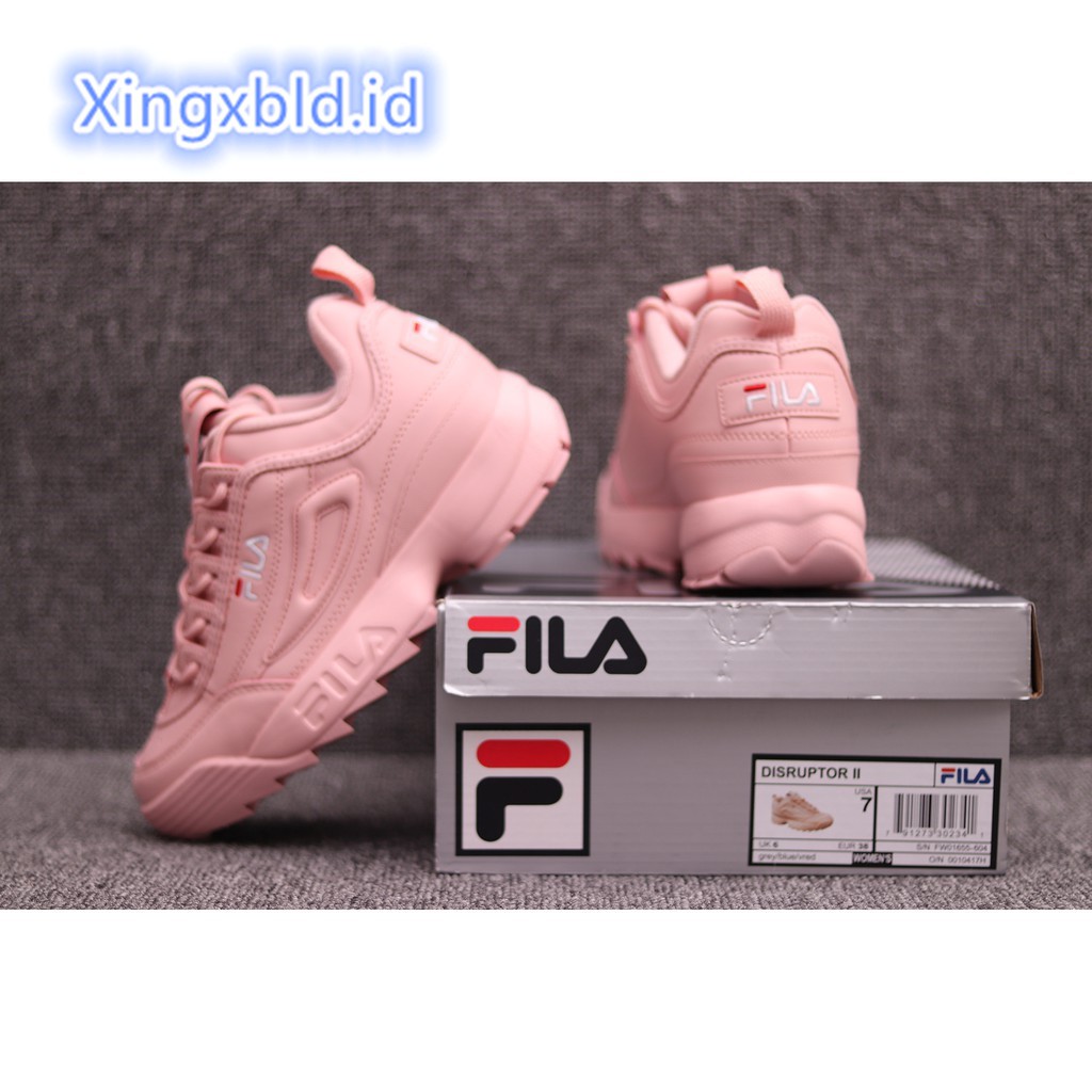  Fila  disruptor 2 Sepatu Sneakers Casual Wanita Warna  Pink  