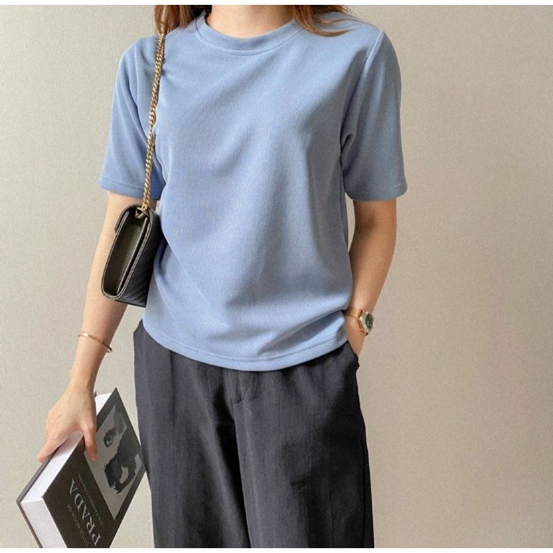 ATASAN BAJU WANITA WARNA DUSTY BLUE PAKAIAN WANITA