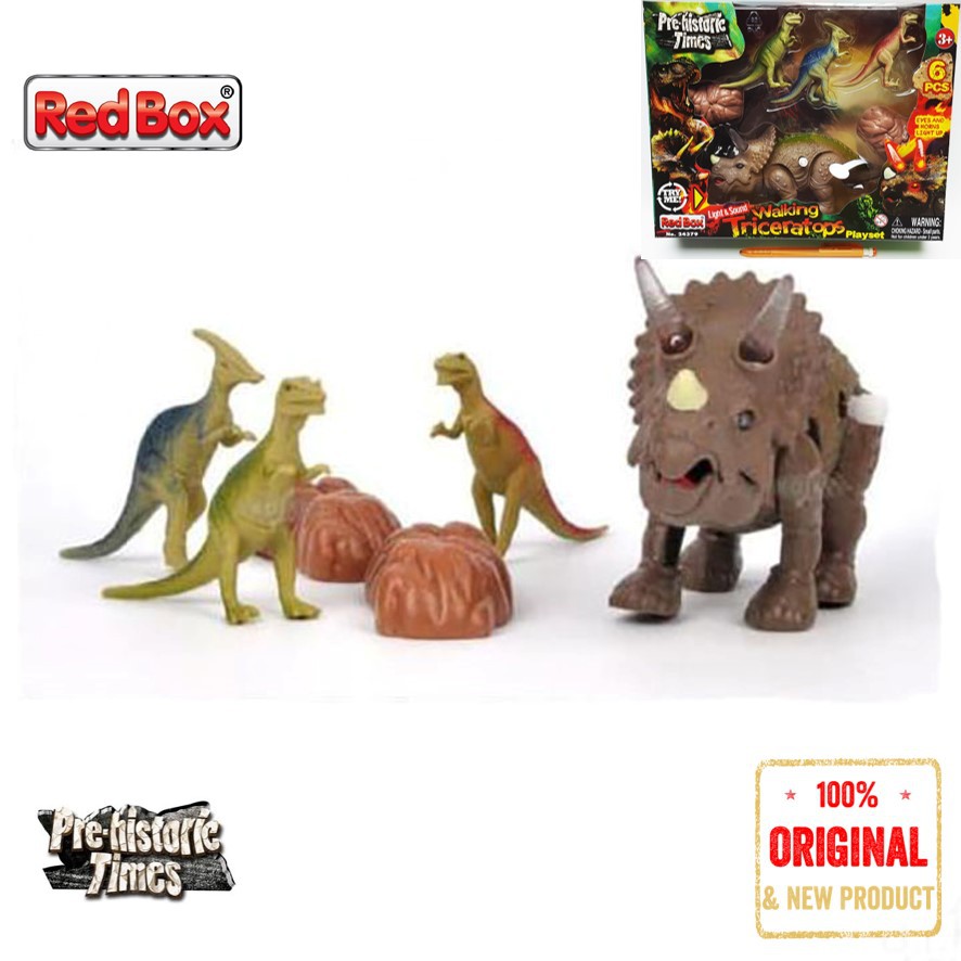 Red Box Toy Pre-Historic Times Walking Triceratops Playset 24379 Light and Sound Dinosaur RedBox