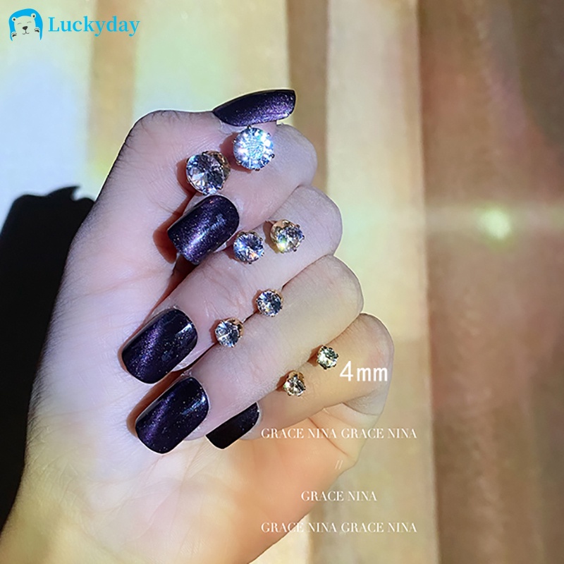 YEEZII Set Anting Stud Hias Mutiara Kristal Berlian Bentuk Hati Mawar Warna Emas Perak Untuk Wanita