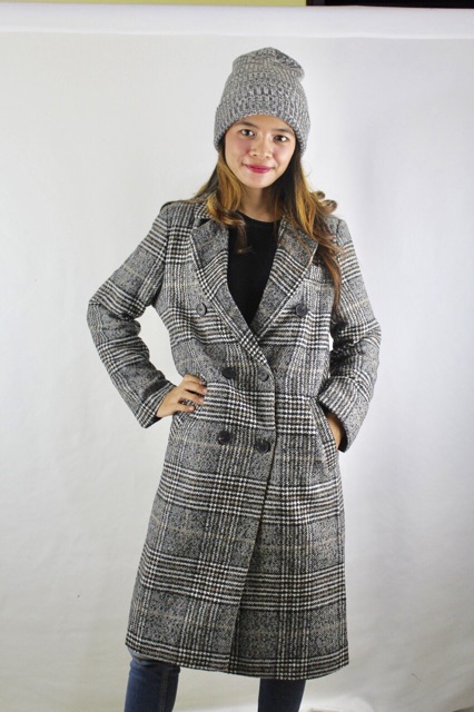 IMPORT Coat Latice Grey Jaket Coat Mantel Musim Dingin Import Wool