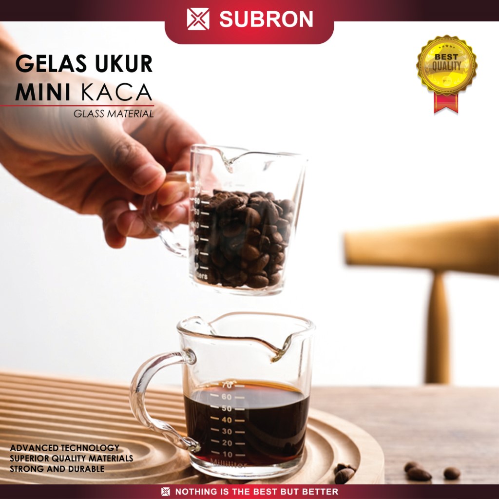 Jual Subron Gelas Takar 70ml Double Mouth Shot Glass Espresso Coffee Kaca Measuring Milk Sugar 0427