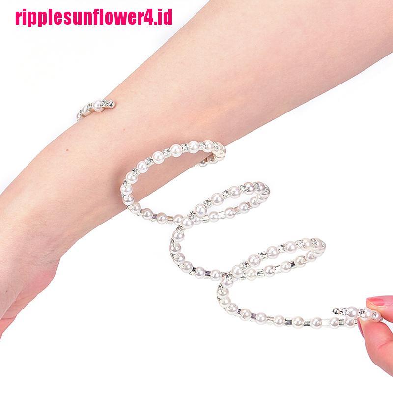 Gelang Tangan Elastis Banyak Lapis Dengan Kristal + Mutiara Untuk Wanita