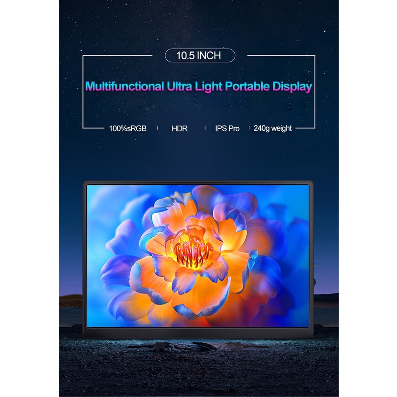 BeeX.ID 10.5 Inch 1280P HDR Ultralight Portable Monitor Type C HDMI USB C