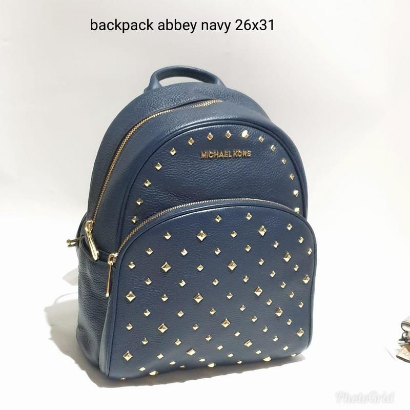 tas michael kors abbey medium backpack navy