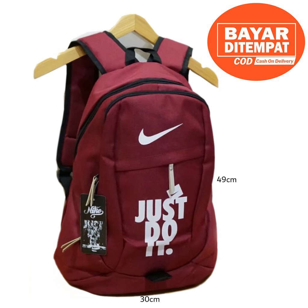 TAS RANSEL PUNGGUNG JUST DO IT HITAM EMAS BESAR SAES STORE Murah