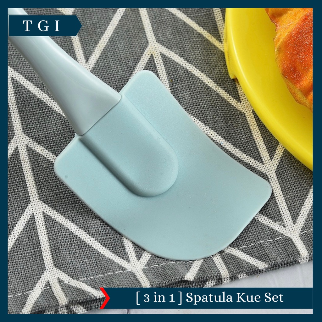 TGI - [3 PCS] SPATULA SILICON SET SCRAPER KUAS KUE | SPATULA SET KUE