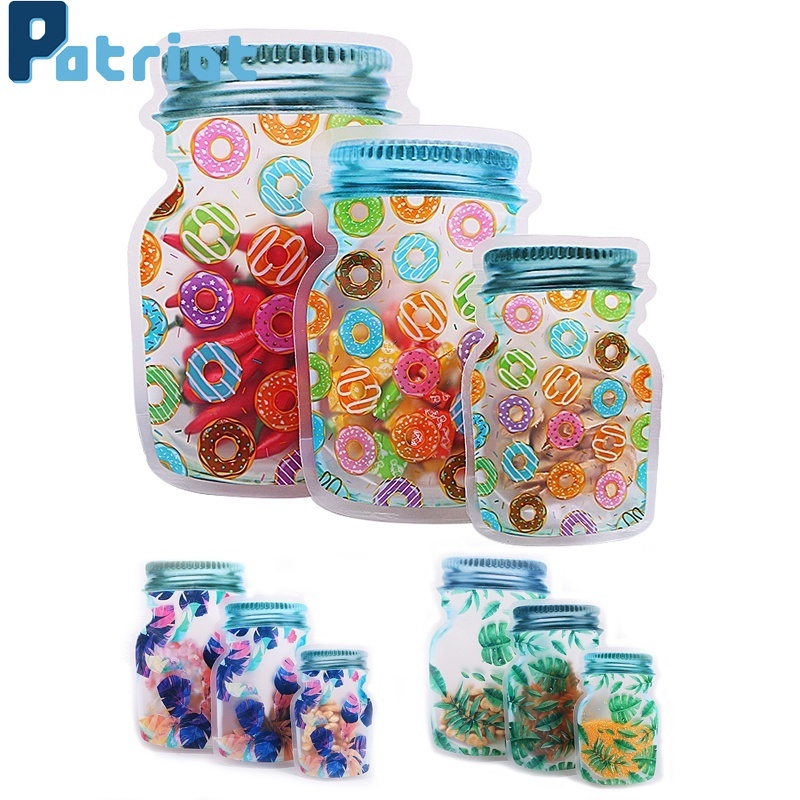 Portable Mason Jar Portable Zipper Bags / RefrigeratorFood Snack Airtight Seal  Organizer Food Bag / Ziplock Bag for Candy Biscuits Spice Organizer