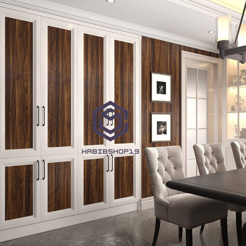 Wallpaper Sticker Dinding Kayu Serat Belang 10mx45cm