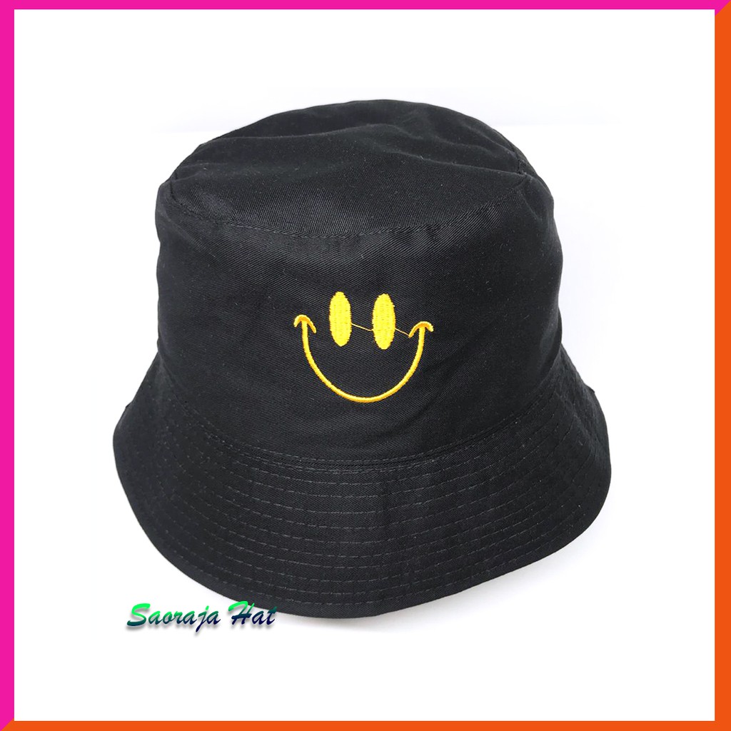 Topi Bucket Bordir Smile Bolak Balik Dewasa