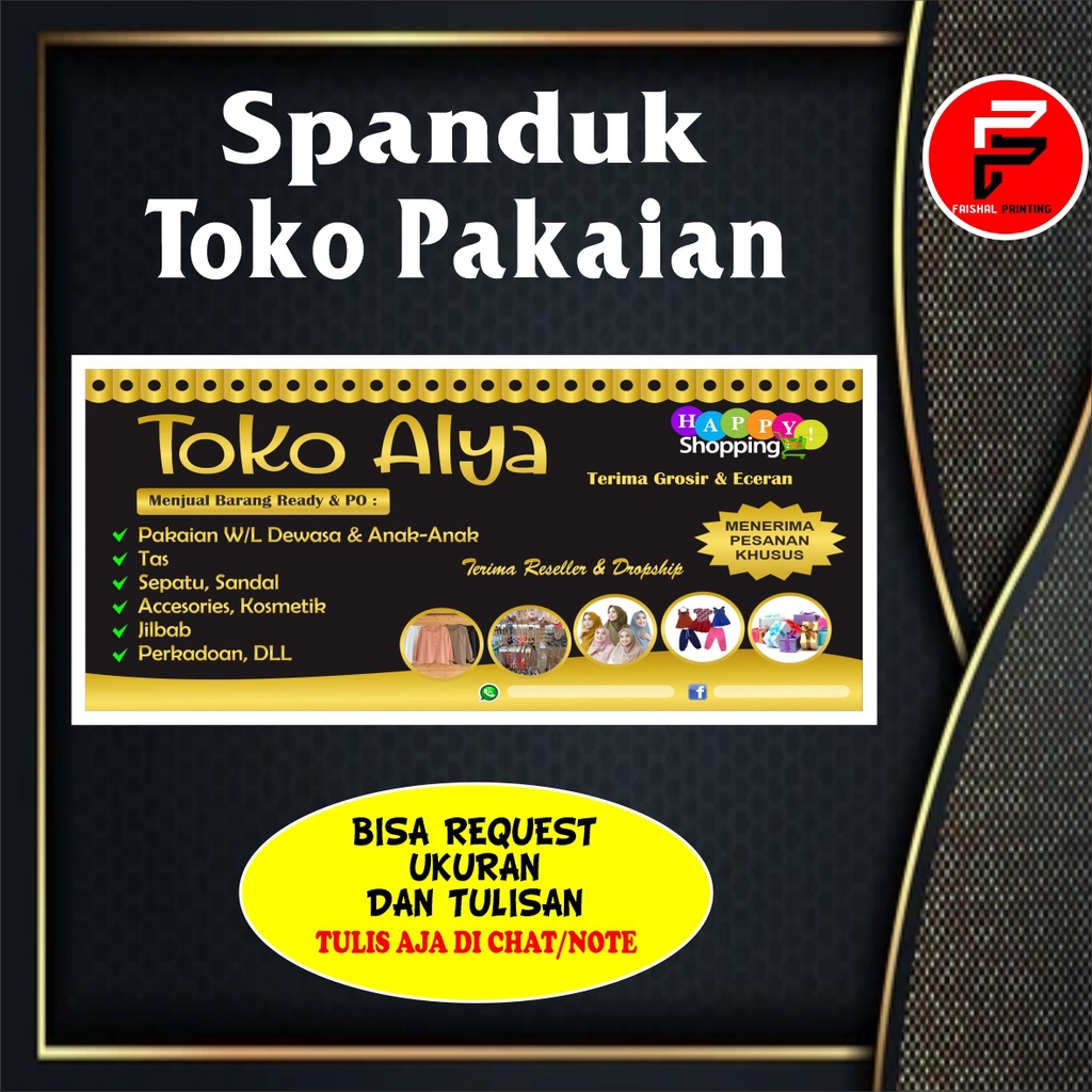 Spanduk Toko pakaian / Banner Toko baju / Spanduk Kustom Ukuran 2 x 1 meter