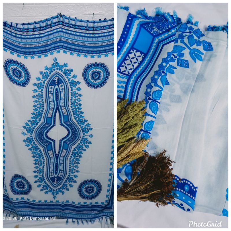 SARUNG PANTAI#SARUNG BALI OLEH OLEH BALI#SARUNG PANTAI BALI#-Putih tosca biru
