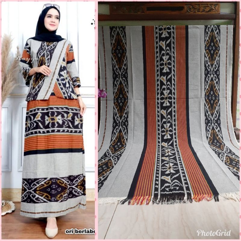 KAIN TENUN BLANKET ASLI JEPARA MOTIF SUMBA NTT TORAJA ORANGE TERLARIS
