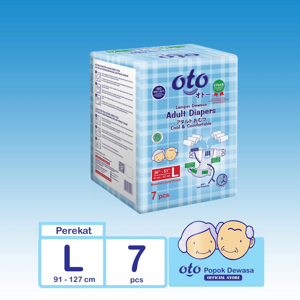 Oto Adult Diapers / Popok Dewasa model Perekat ukuran L isi 7