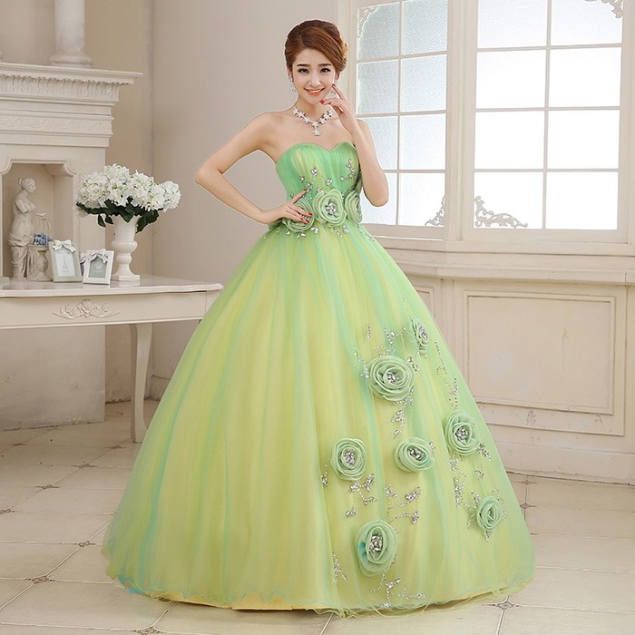 Gaun Pengantin 1607003 Hijau Kuning Wedding Gown Wedding Dress
