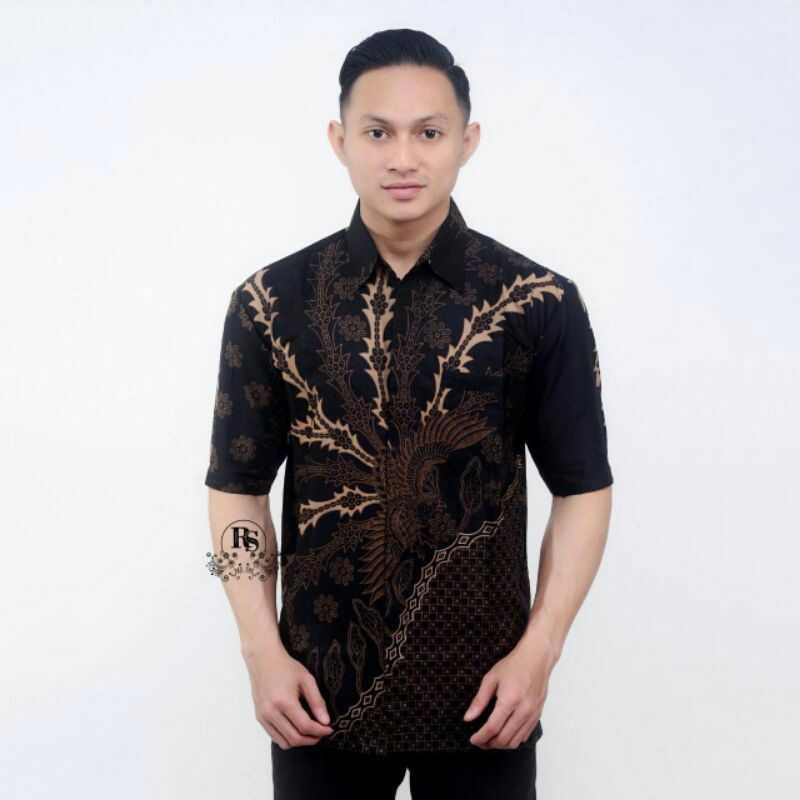 Batik Pria Lengan Pendek Premium BATIK BERKAH HRB026 motif KERATONAN Kode 002 size M L XL XXL