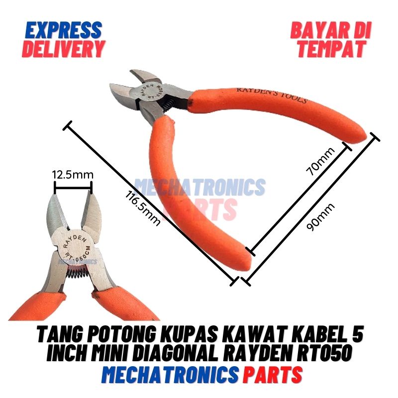 Tang Potong Kupas Kawat Kabel 5 Inch Mini Diagonal Wire Cutting Plier Rayden RT050