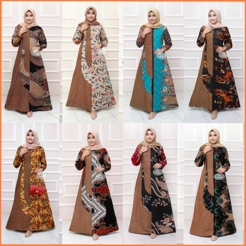 Gamis Batik Sogan Modern Model Terbaru Original Batik Pekalongan Murah Gamis Naura 2020 Modis Trend