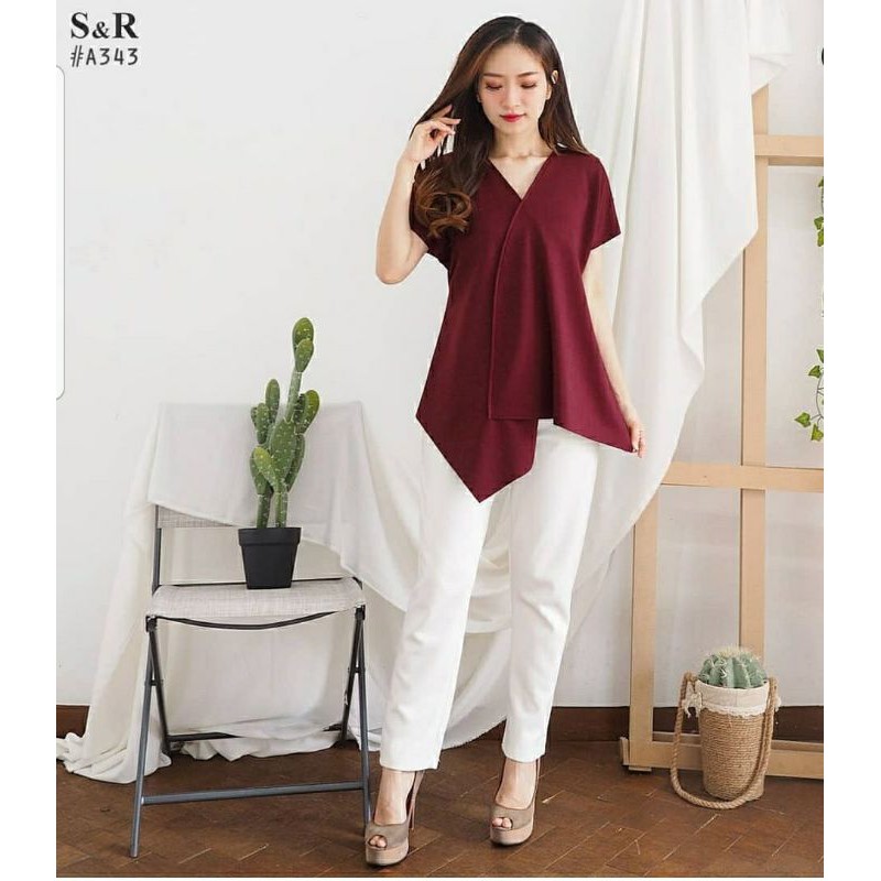 BLOUSE VALERIE SCUBA FIT XXL /SCUBA TEBAL/BLOUSE SCUBA HALUS OVERSIZE-Marun