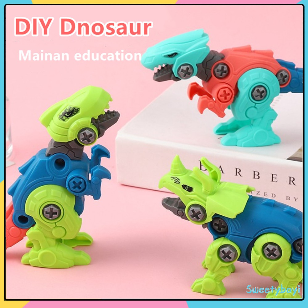 Sweetybayi mainan anak diy dinosaurus bongkar pasang obeng / block toys