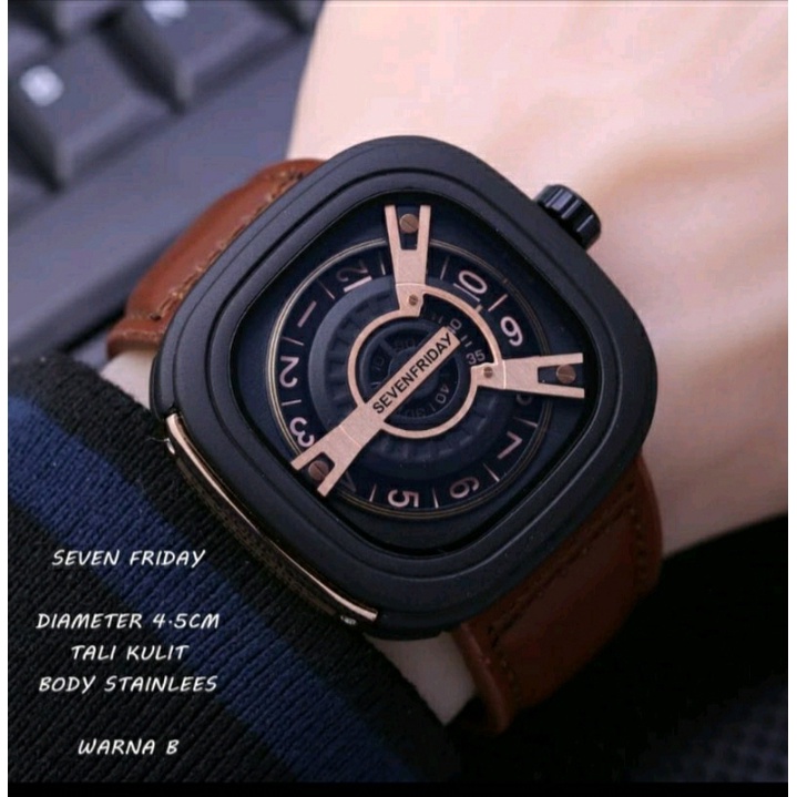 BISA COD - JAM TANGAN PREMIUM CLASS MEN SQUARE MEKANIK STRAP LEATHER