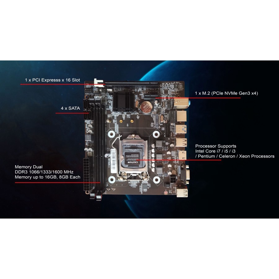 VenomRX Motherboard H81 M.2 NVMe HDMI DDR3