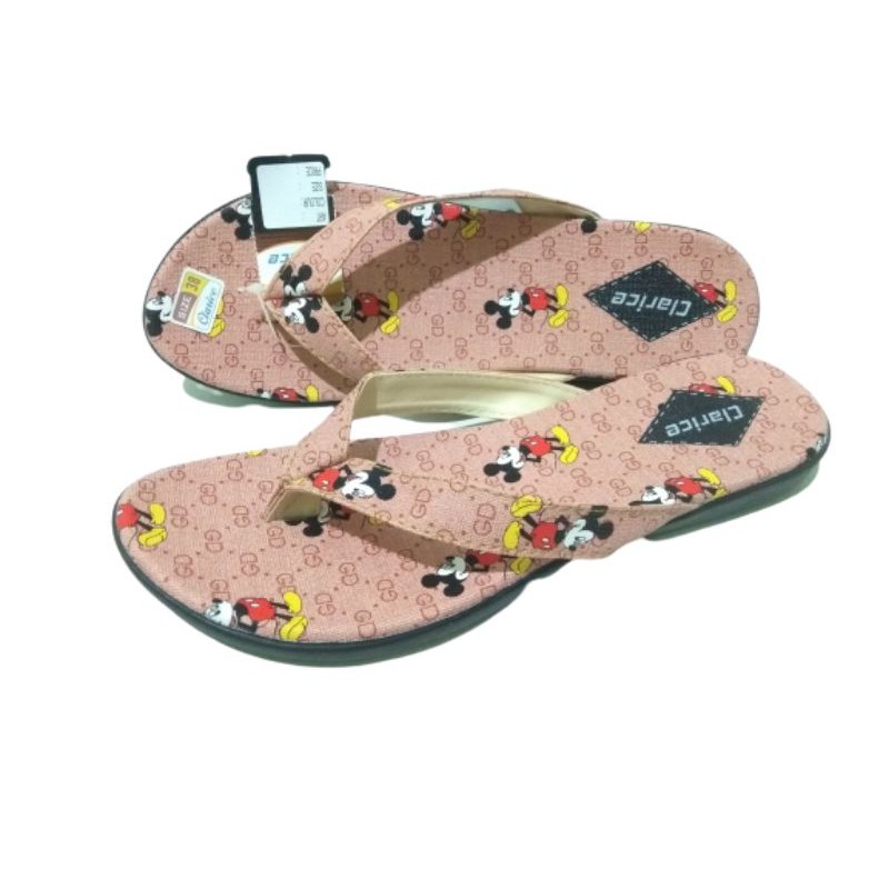 sandal wedges wanita jepit karakter mikey mouse